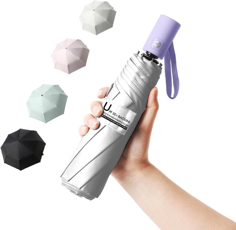 BAODINI Small UV Protection Travel Umbrella Compact for Rain and Sun UPF 50+ Windproof Portable 42 inch Umbrella for Women and Men - Image 1